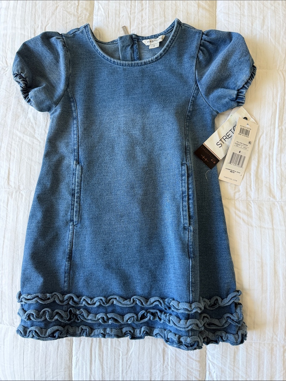 Madewell Little Girls' Denim Dress with Ruffle Hem - Blue